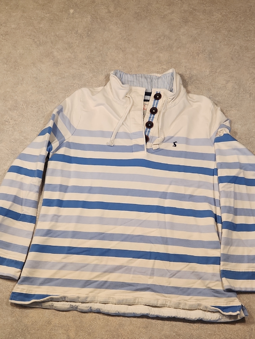 Joules Striped Shirt with Nautical Patch - Light Blue & White